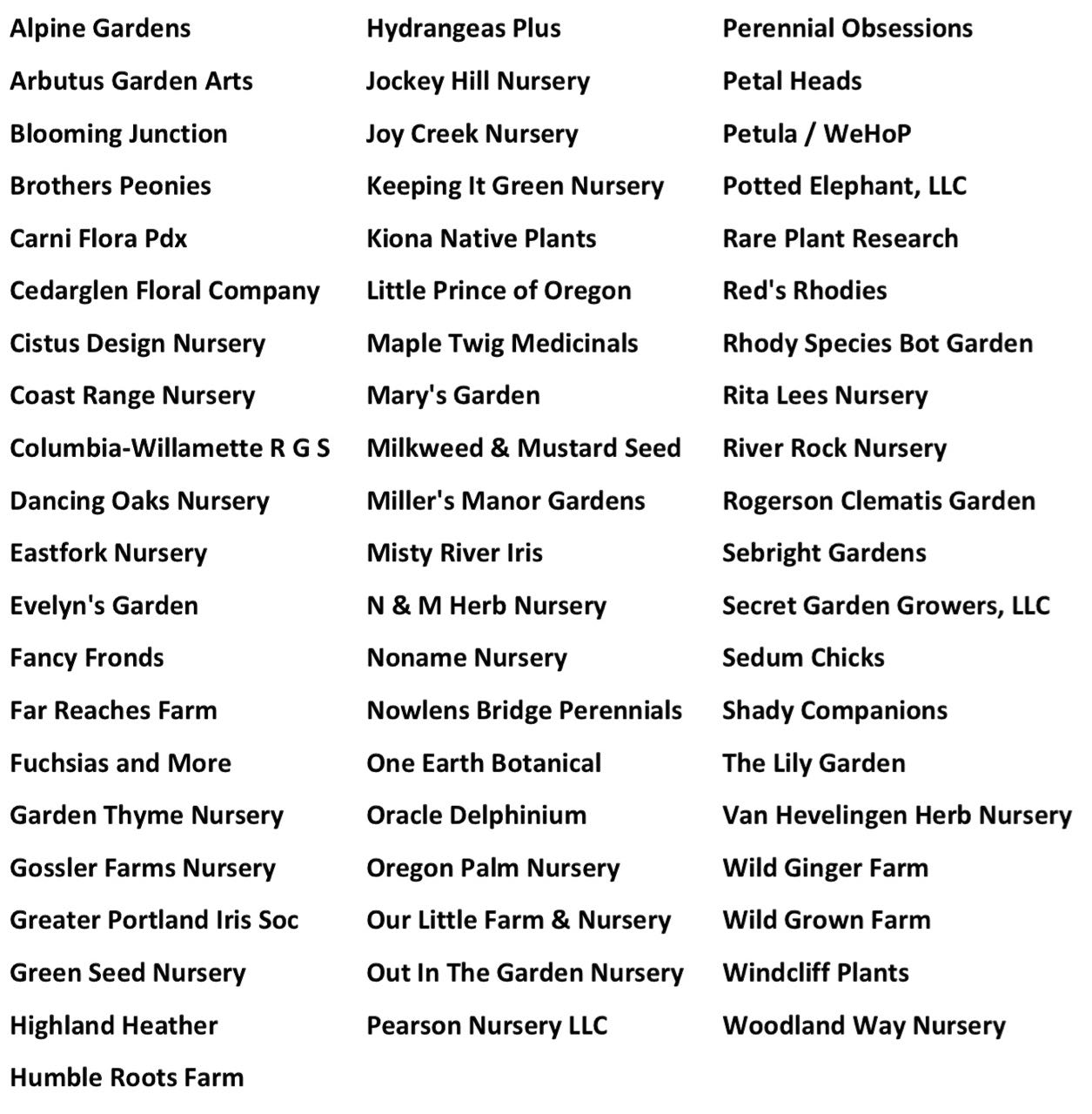 list of 2020 participating nurseries list of 2020 participating nurseries